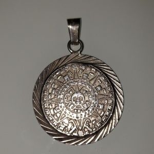 925 Silver Aztec Calendar Medallion